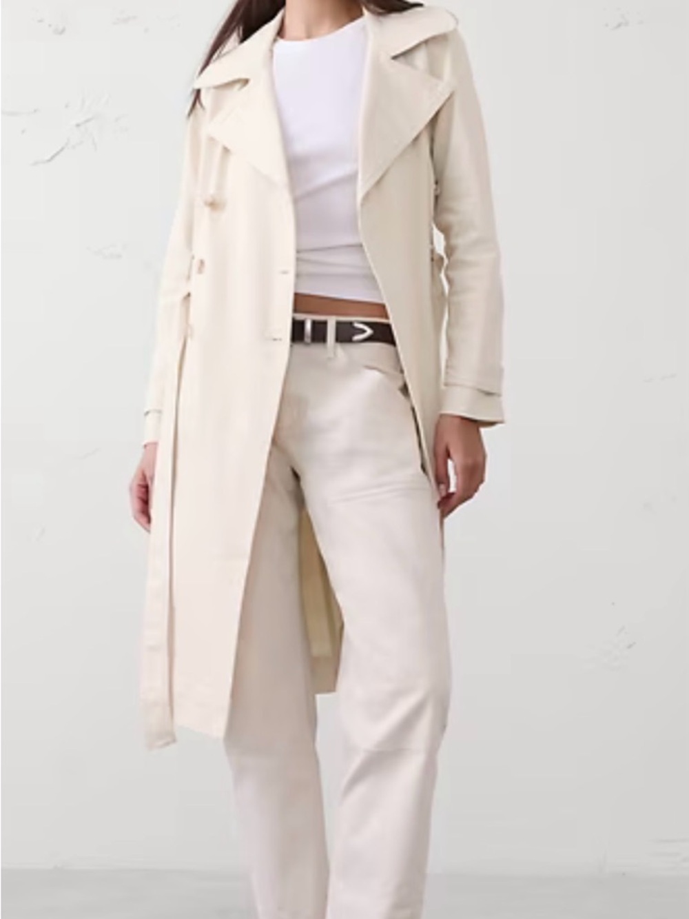 Banana Republic Light Cream Long Trench Coat